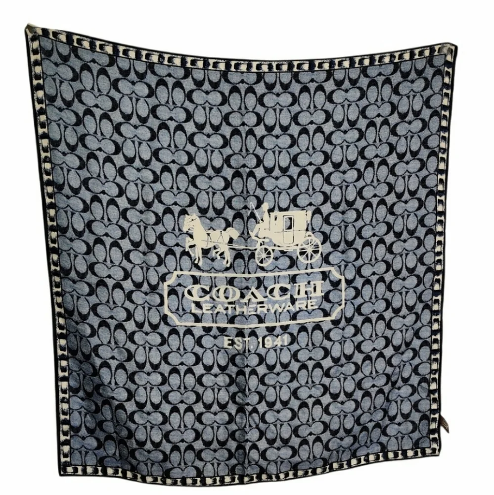 Coach Blue Horse and Carriage Logo 100% Silk 26